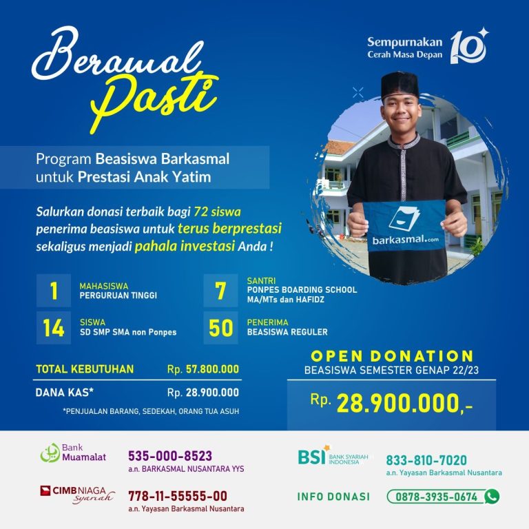 Open Donasi Beasiswa Semester Genap TA 2021/2022 – Yayasan Barkasmal.com